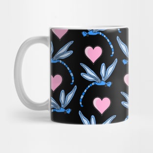 Blue Dragonflies and Pink Hearts Mug